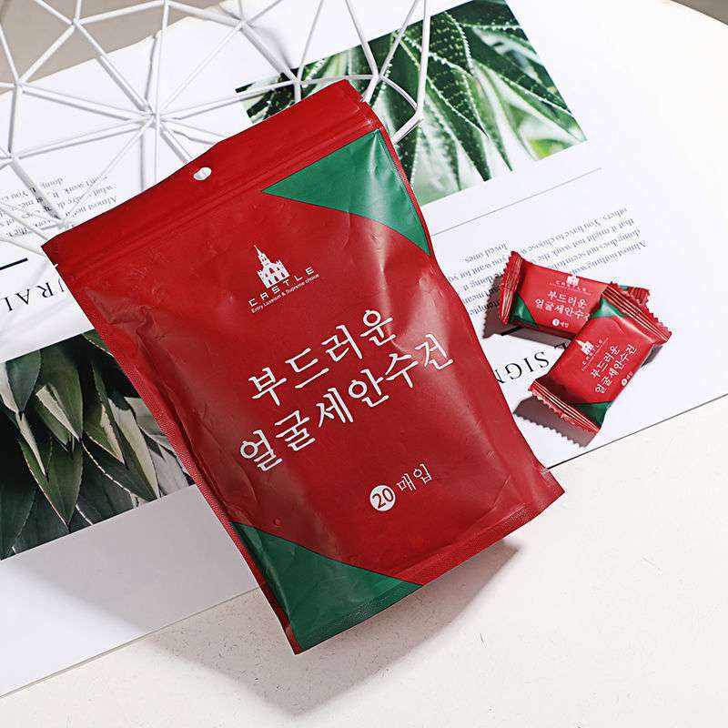 Khăn nén giấy ướt viên kẹo không mùi dùng 1 lần gói đỏ 20 chiếc