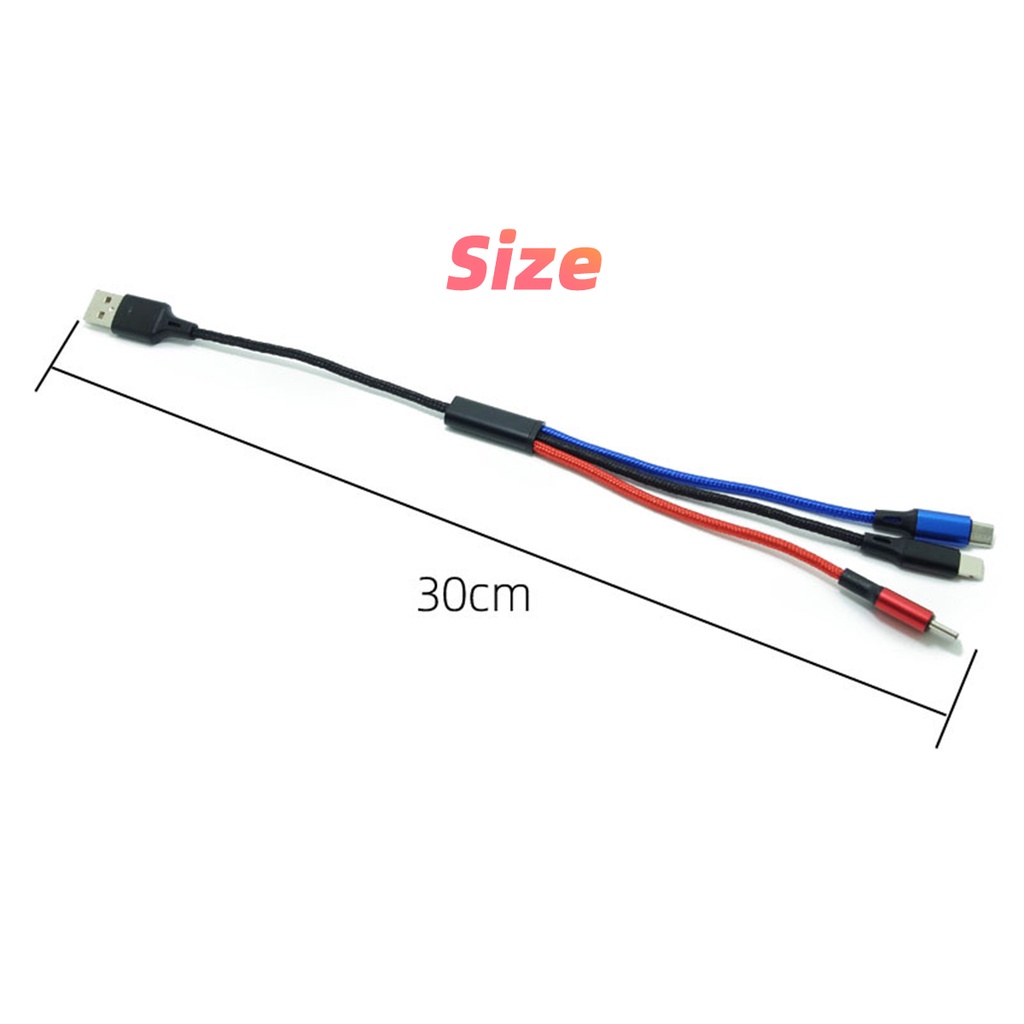 Dây cáp sạc ngắn Fonken 2.4A 3 trong 1 thích hợp cho iPhone Huawei
