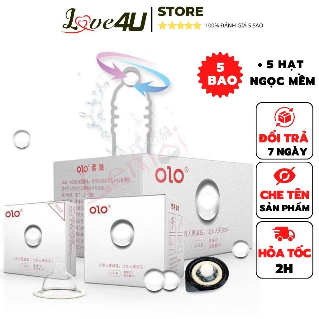 Bao cao su OLO trắng có hạt ngọc mềm tăng chiều dài lên 1,5 cm nhiều gel siêu mỏng B10- LOVE4U
