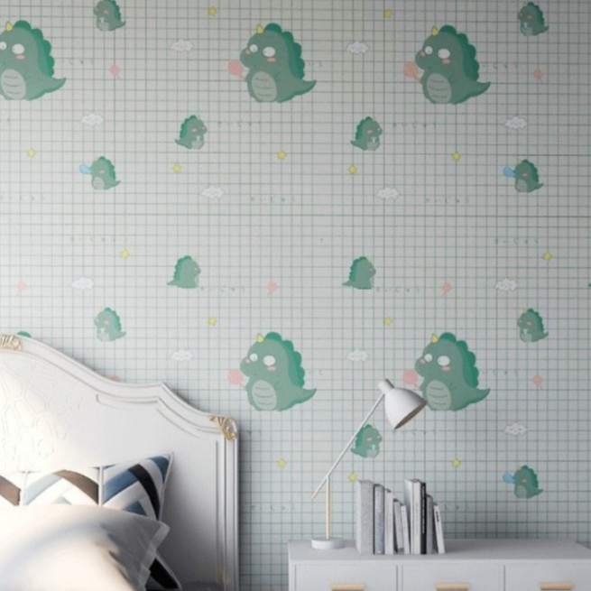 Decal giấy dán tường KHỦNG LONG XANH khổ rộng 45cm( giá bán 1 mét dài)