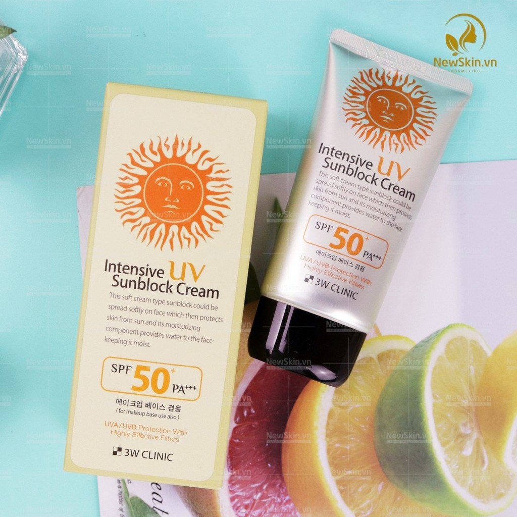 Kem Chống Nắng 3W Clinic Dành Cho Mọi Loại Da SPF50 PA+++ Intensive UV Sunblock Cream (70ml)