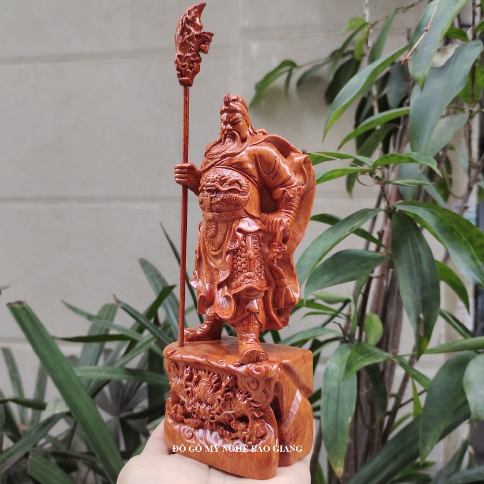 Tượng quan công quan vân trường trấn ải gỗ hương cao 20cm