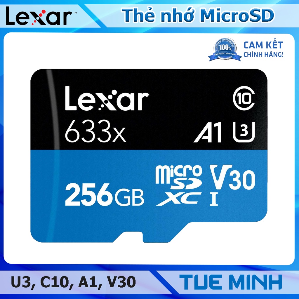 Thẻ nhớ Lexar 256GB Micro SD Card SDXC UHS-I High Performance 633x 100MB/s U3 4K w/adapter TF Memory Card