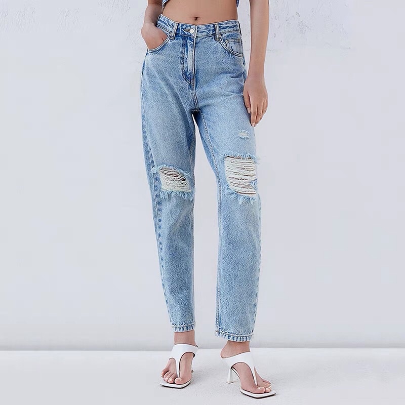 Quần jean xanh Mo&Co