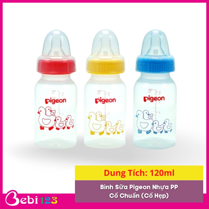 Bình Sữa Pigeon Nhựa PP Cổ Chuẩn (Cổ Hẹp) Loại 120ml &amp; 240ml