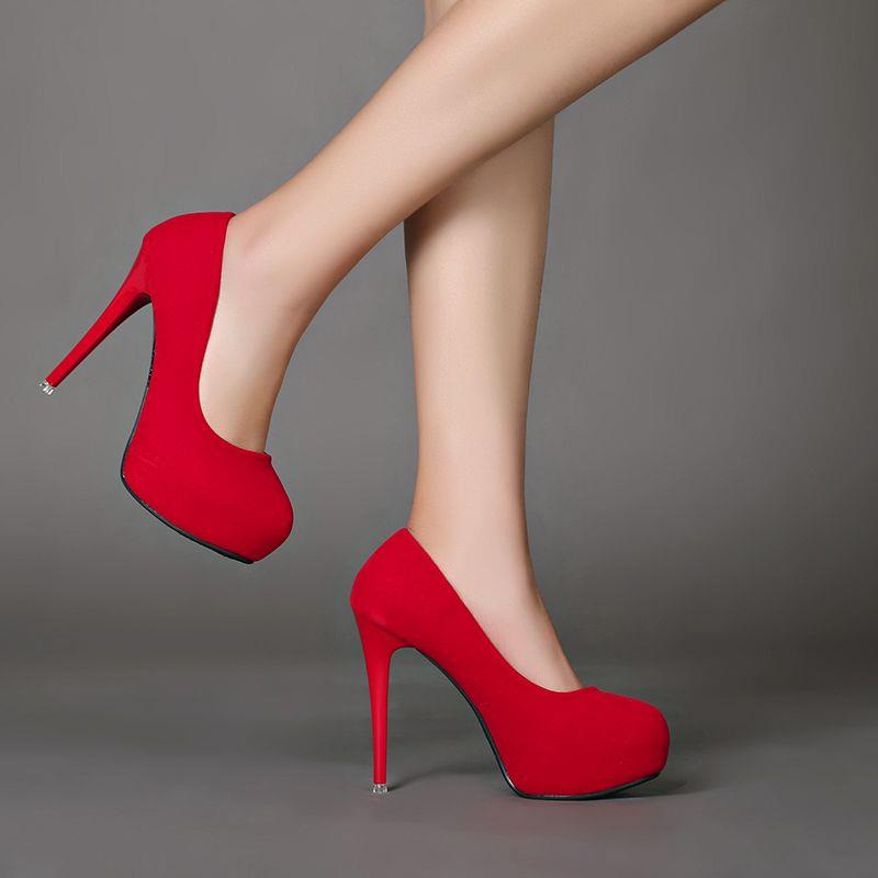 Giày Cao Gót 12cm / 10cm Da Lộn Mũi Tròn Chống Thấm Nước Thời Trang Mùa Xuân 2021