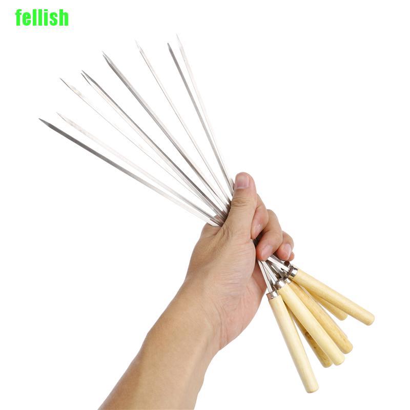 Set 10 Xiên Nướng Bbq Bằng Thép Không Gỉ Dài 35cm