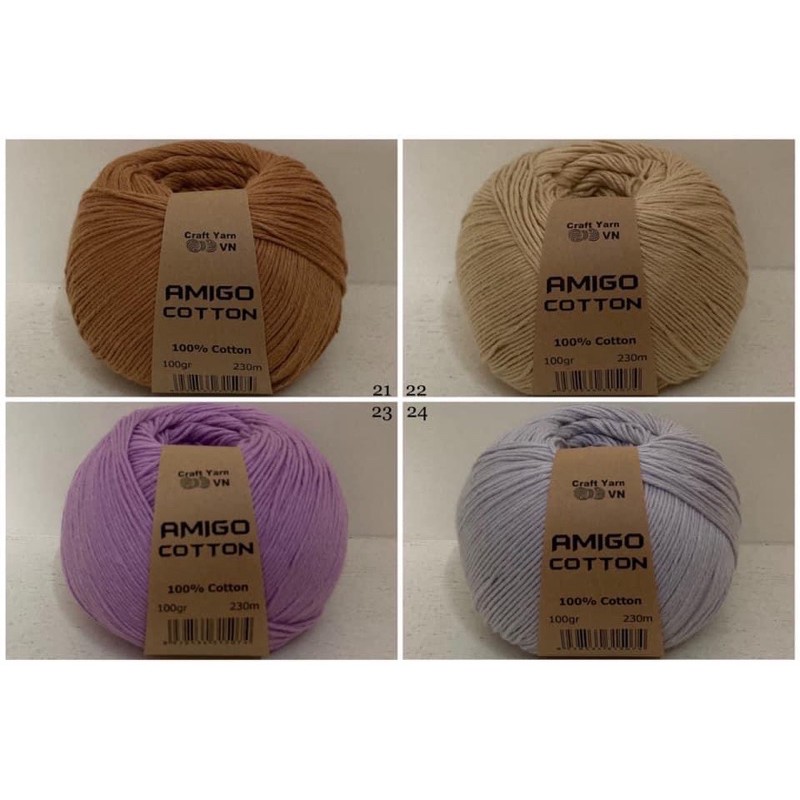 Sợi Amigo Cotton Craftyarn VN (cuộn 100gr)