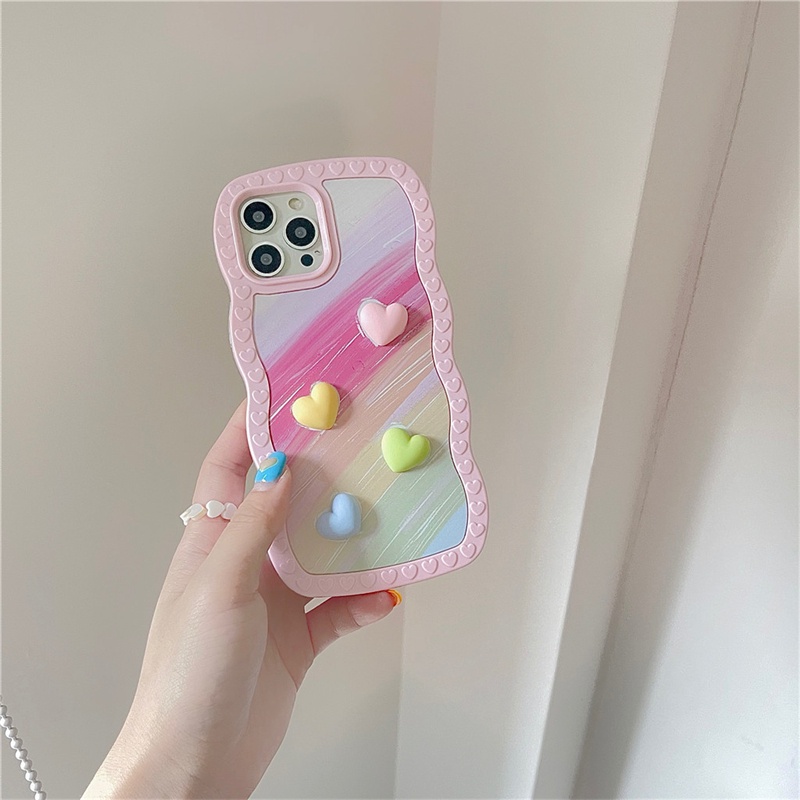 Ốp Điện Thoại TPU Dẻo IMD Viền Lượn Sóng In Hình Trái Tim Cho iphone Case 13 Pro Max 12 Pro Max 11ProMax