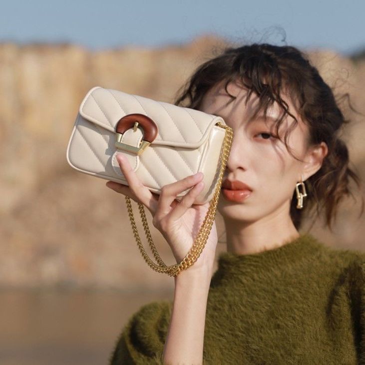 2022 new trendy niche light luxury Chanel style embroidery chain advanced sense crossbody mini bag