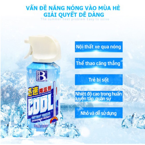 Bình xịt làm lạnh tức thời, mát nội thất xe ô tô, xe máy, khử mùi hiệu quả