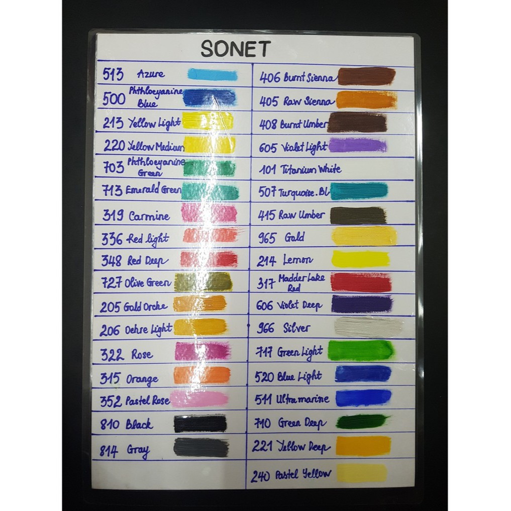 Màu Acrylic Sonnet Tuýp 75ml (No.408 - No.966)