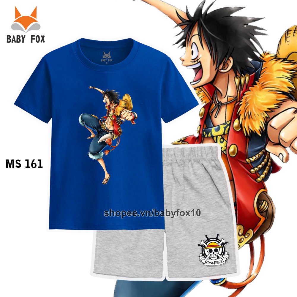 Bộ bé trai size nhí, trung, đại 100% cotton loại tốt, thương hiệu BABY FOX in hình Luffy, Zoro m
