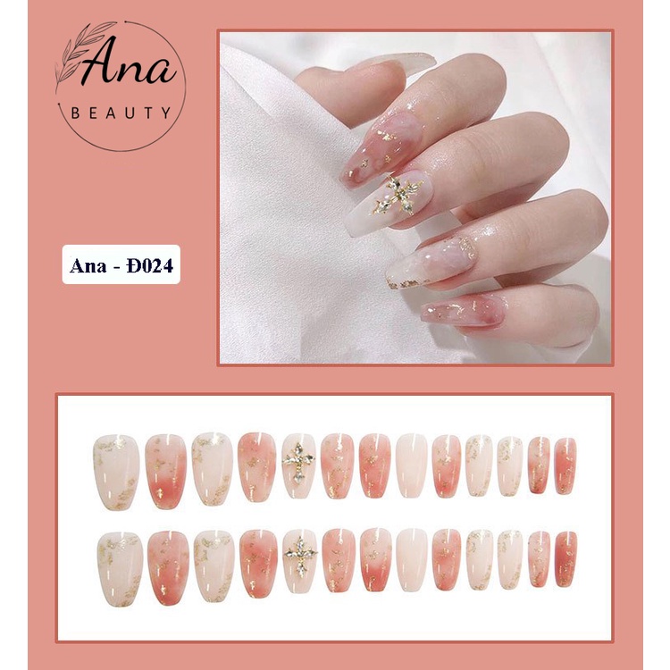 Móng Tay Giả Đính Đá Nhọn Anabeauty Móng Giả Kèm Keo Đính Nơ Cá Tính Giá Rẻ