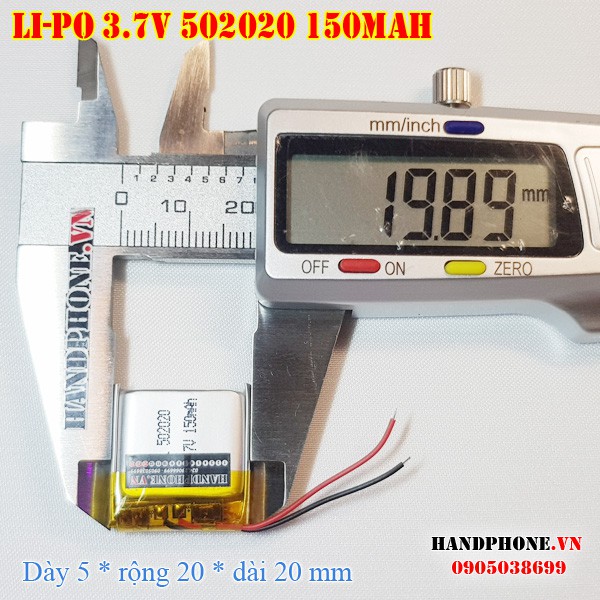 Pin Li-Po 3.7V 502020 150mAh (Lithium Polyme) cho tai nghe Bluetooth, máy nghe nhạc, smartwatch, định vị GPS, đồng hồ