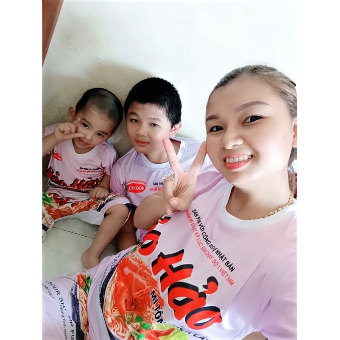 Bộ Thun Hảo Hảo Cộc Tay cho Gia Đình, hội nhóm cặp đôi siêu ngộ nghĩnh