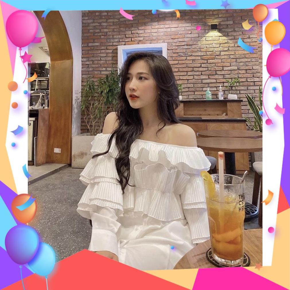 [ CỰC XỊN] Áo sơ mi xếp ly trễ vai Simbabo