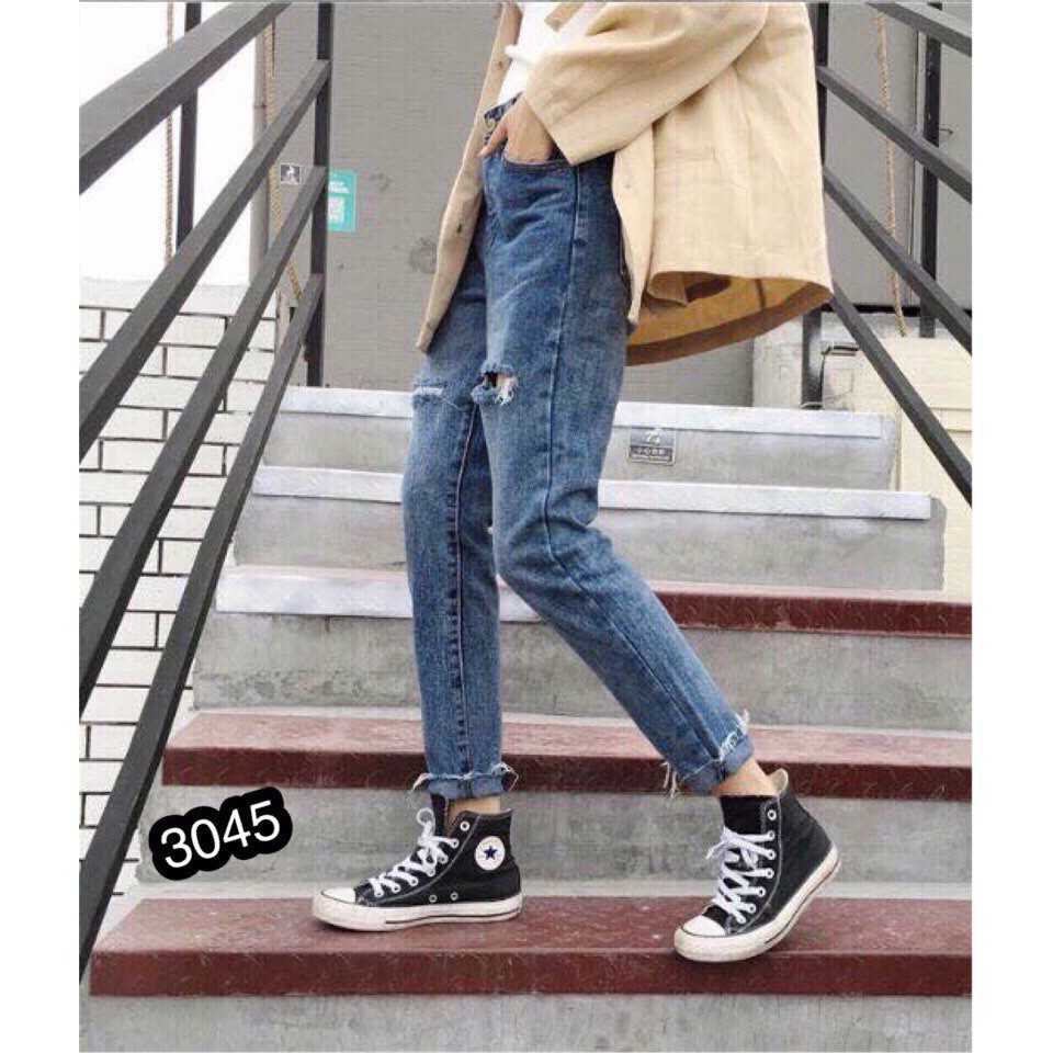 [Mã FAMAYWA giảm 10K đơn 50K] Quần Jeans Nữ Phối Rách Cao Cấp OHS3045 | BigBuy360 - bigbuy360.vn