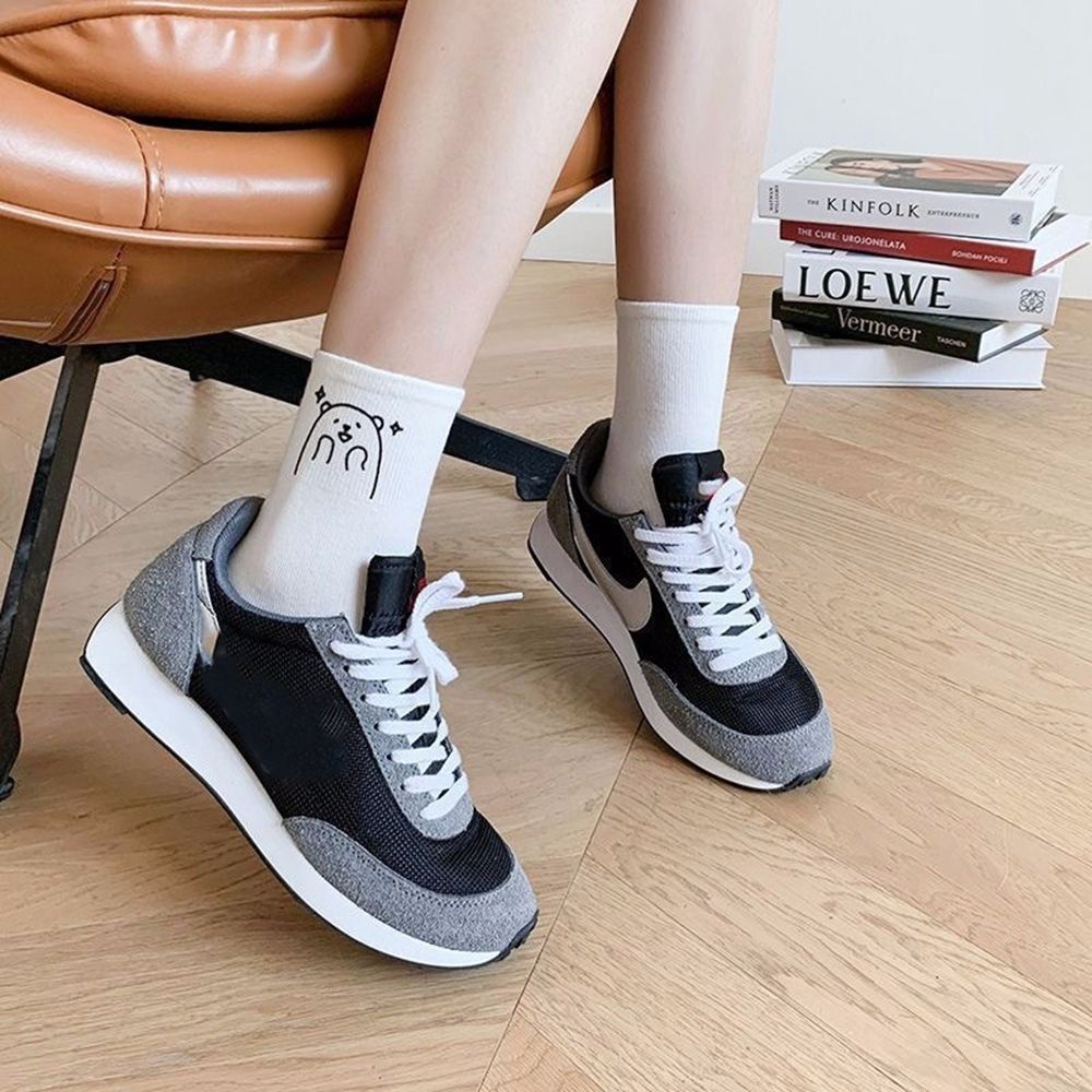 Đôi tất vải cotton mềm thoáng khí in hình chú gấu phong cách Nhật Bản cho nữ