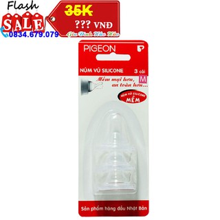 [CLEARANCE SALE] Núm vú Silicone mềm Pigeon - Vỉ 3 cái - Size M
