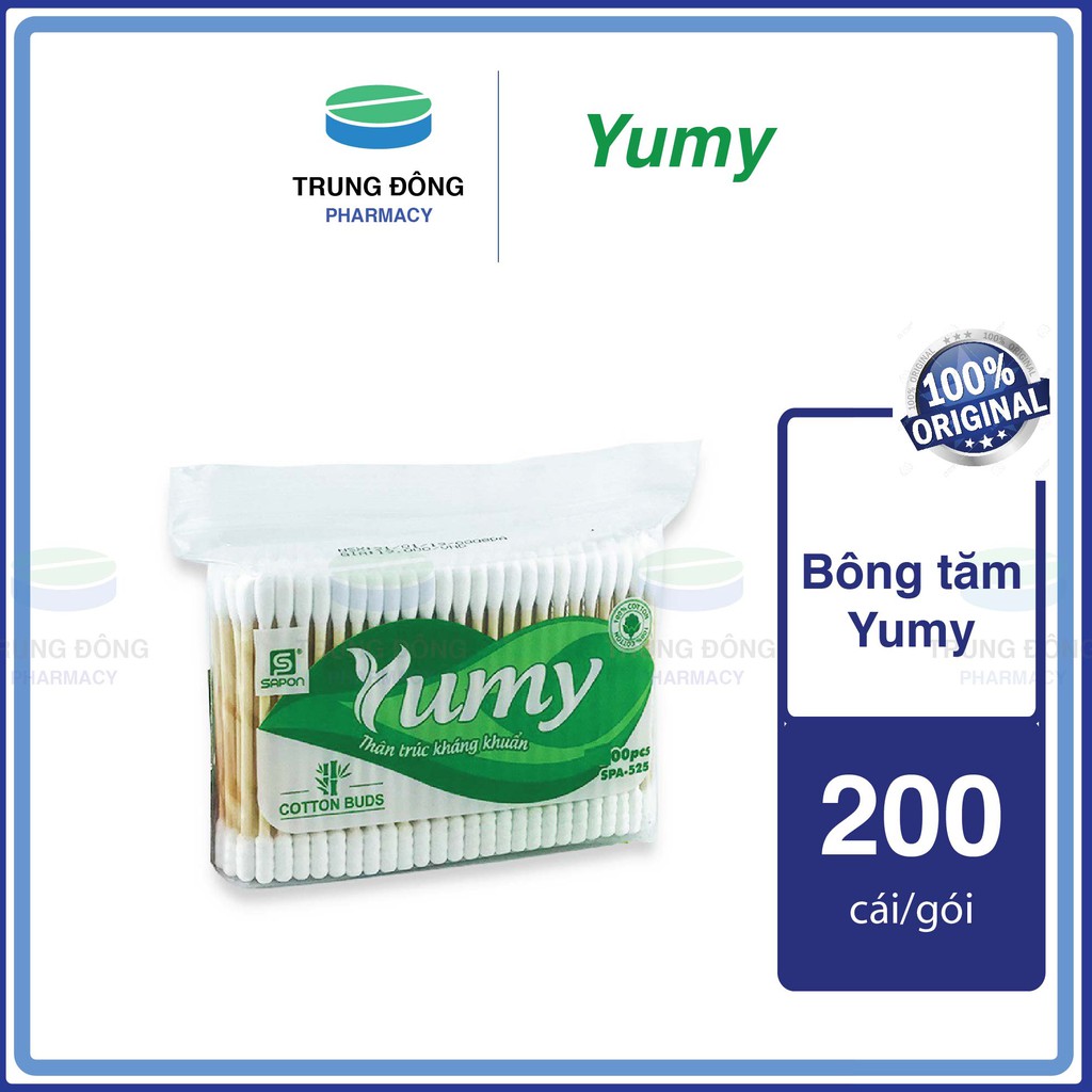 Tăm bông Yumy Thụy Sỹ que cán gỗ, nhựa. Dành cho trẻ em và người lớn vệ sinh ngoáy tai, mũi, mắt - Trung Đông Pharmacy