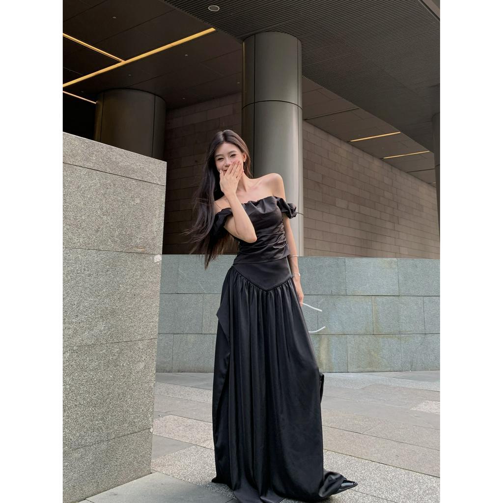 Set Áo Thun Lệch Vai + Chân Váy Dài Cao Cấp Thời Trang Dành Cho Nữ