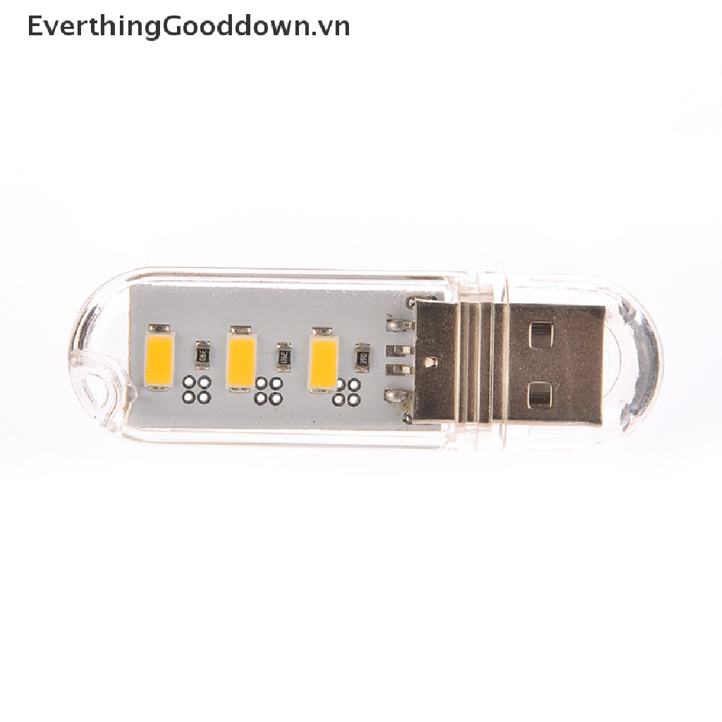 Everthinggooddown Móc Khóa Đèn LED 3 Bóng Trắng Hình Ổ Đĩa Chữ U Sạc Cổng USB Mang Đi Tiện Dụng