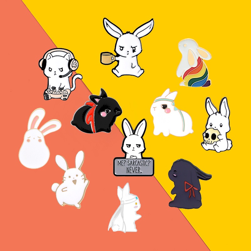 Huy Hiệu Cài Áo Hình Thỏ Hoạt Hình Dễ Thương