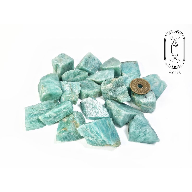 Đá thô tự nhiên Amazonite có 2 kích cỡ dùng thanh tẩy bài, làm handmade, sưu tầm...