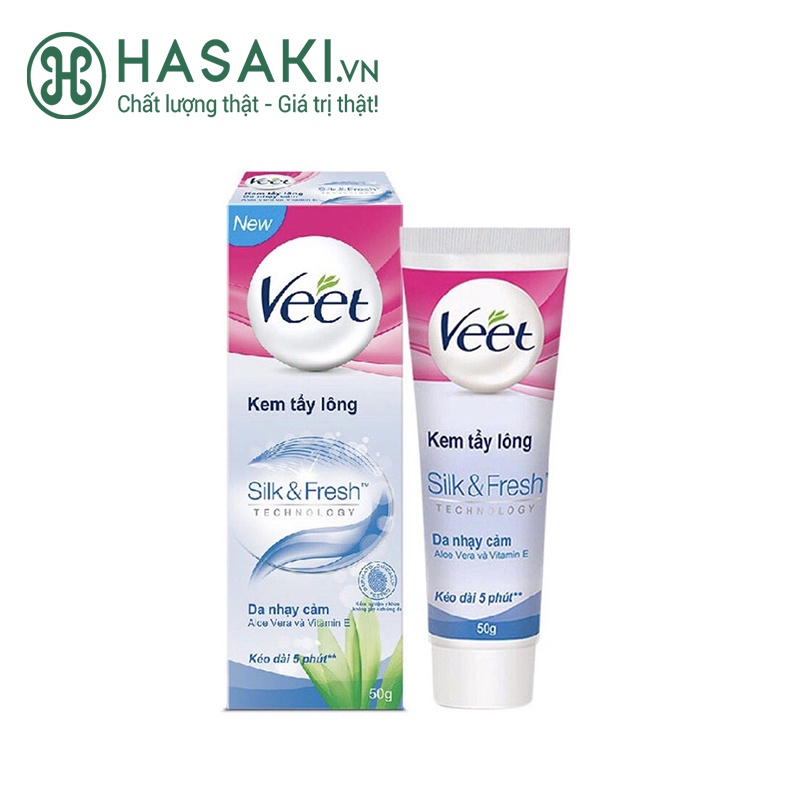 Kem Tẩy Lông Veet Silk &amp; Fresh Dành Cho Da Nhạy Cảm Silk &amp; Fresh Aloe Vera &amp; Vitamin E