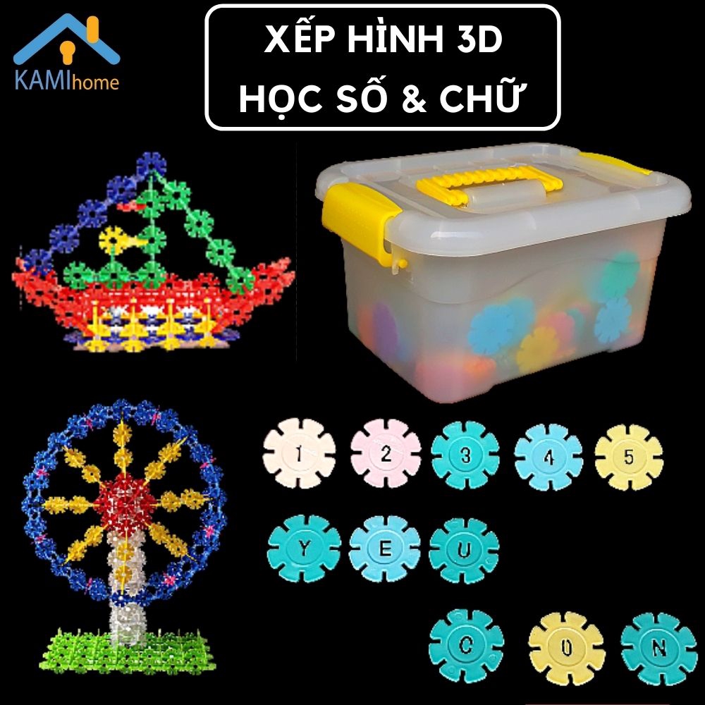 Đồ chơi Giáo dục sớm học Chữ-Số-Phép tính❤️ Xếp hình 3D❤️ mảnh Hoa Tuyết cho trẻ em &gt;3 tuổi mã 53516.2