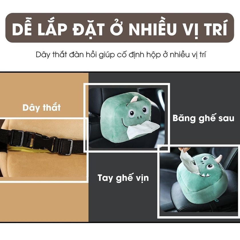 Hộp Đựng Khăn Giấy Treo Sau Ghế Ô Tô Hình Bé Thú Dễ Thương Cho Xe Hơi