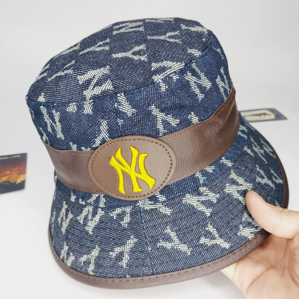 Nón vành tròn , Mũ bụket NY viền da logo nổi màu quát loang nhiều màu cực đẹp