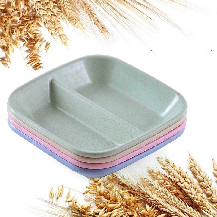 Bộ đĩa 2 ngăn đựng gia vị bằng lúa mạch thân thiện với môi trường bảo vệ an toàn sức khỏe cho cả gia đình F590SP3