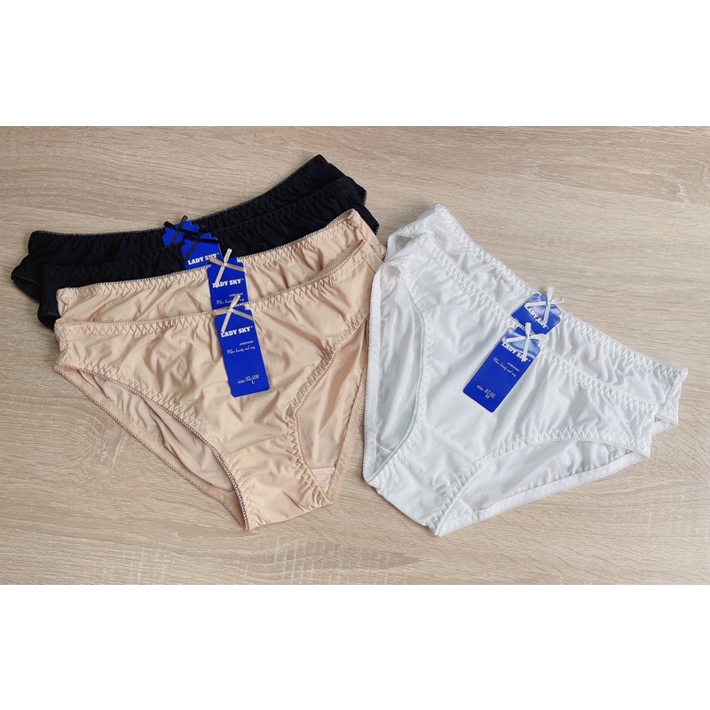 Quần lót Nữ Trơn Thun Lạnh Lady Sky Chính Hãng _ Quần chip Màu Basic Da đen Trắng Mềm Mại Thoáng Mát