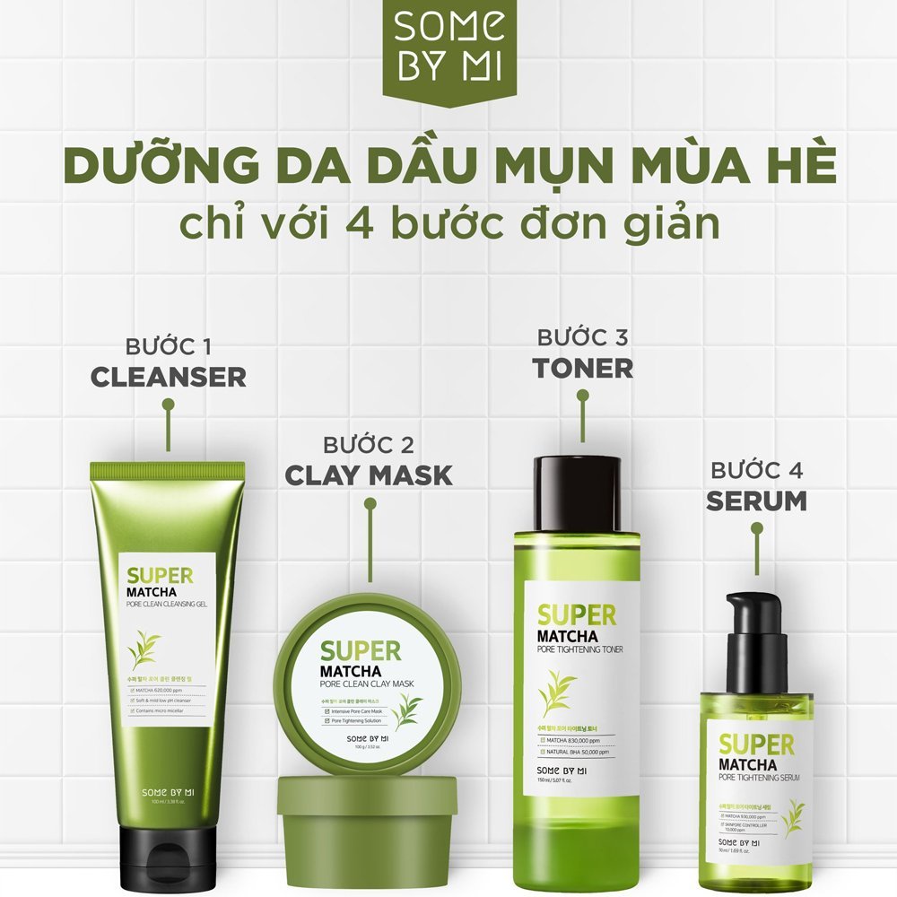 Bộ Kit Matcha Dưỡng Da Thu Nhỏ Lỗ Chân Lông Some By Mi Super Matcha Pore Care Starter Kit - Edition