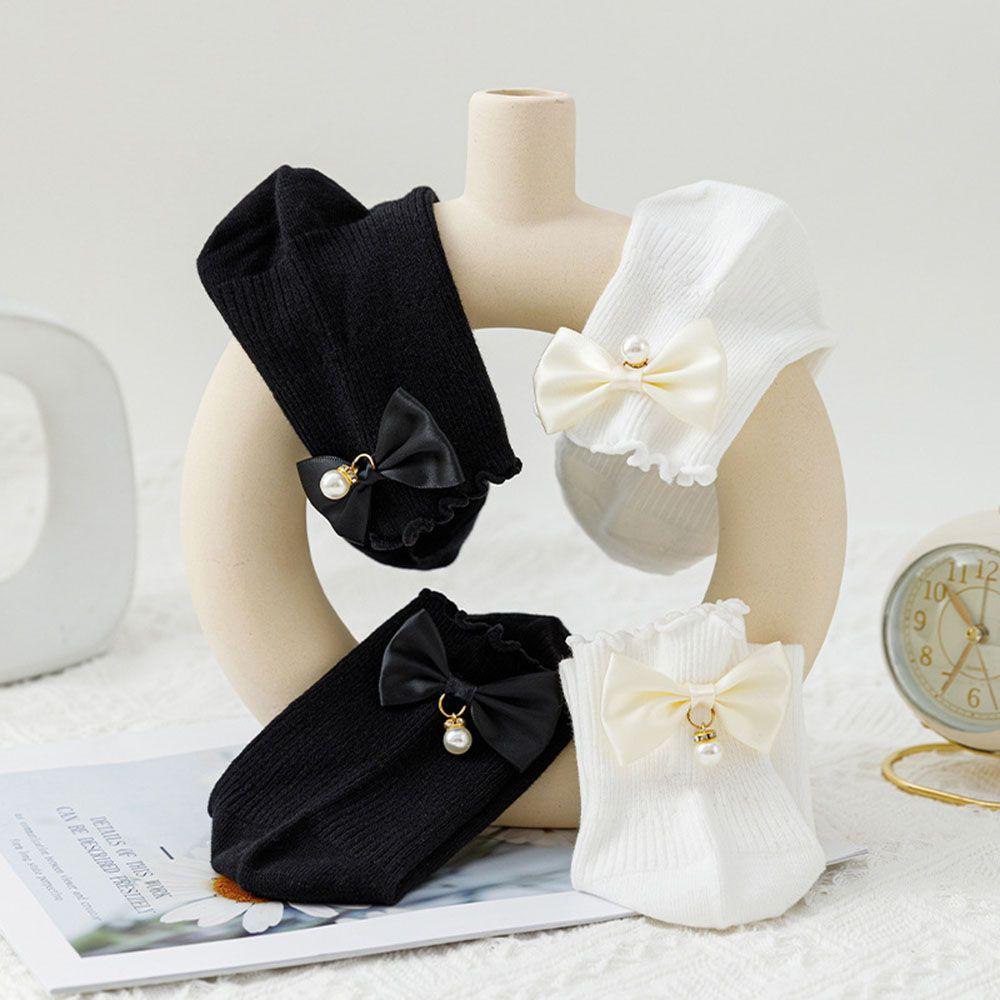 Vớ Ngắn Phối Bèo Màu Trơn Đính Nơ Bướm 1 Món Hóa Trang Cho Nữ