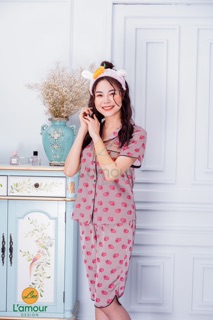 Bộ lụa hoạ tiết Tim Đôi - Lửng