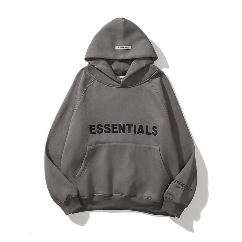 Áo nỉ hoodie Essentials unisex dài tay nam nữ cao cấp in cao su nổi, áo phông nỉ bông sweater có mũ màu nâu, đen M22 | WebRaoVat - webraovat.net.vn