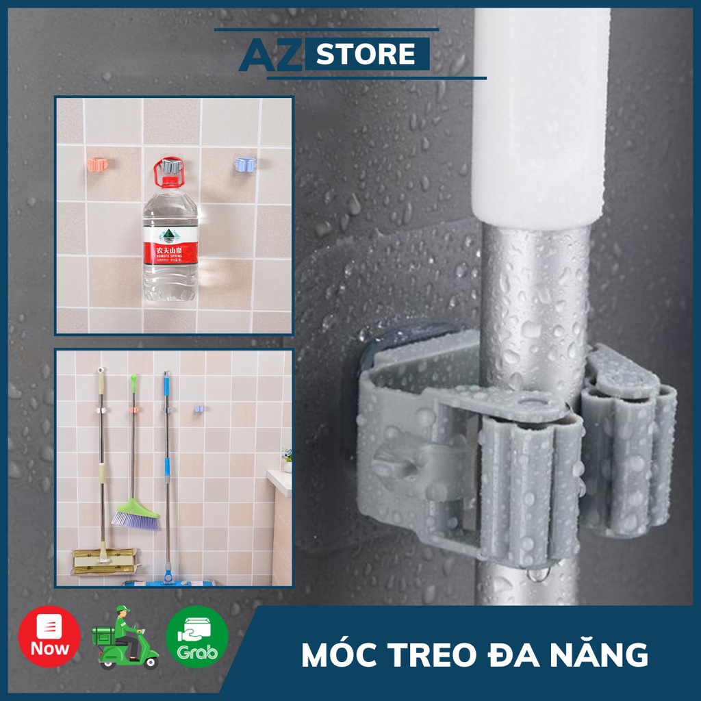 2 Giá Treo Cây Lau Nhà,Treo Bàn Chải Đánh Răng,Dao Cạo Râu Có Miếng Dán - AZ Store