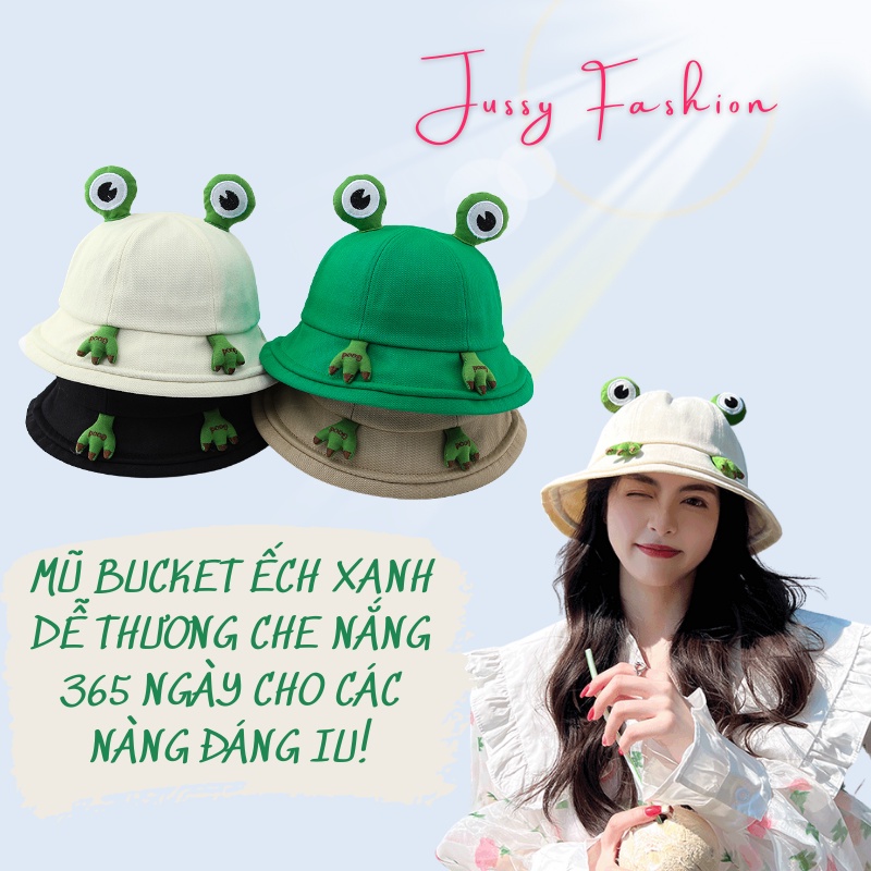 Mũ Bucket Ếch Xanh Ngộ Nghĩnh Dáng Yêu Jussy Fashion Phong Cách Nón Tai Bèo Unisex Hàn Quốc Hot Trend