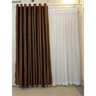 [Shopee trợ giá] Rèm cửa chống nắng dày, 190cmx270cm, khoen ore, nâu đậm R1-45