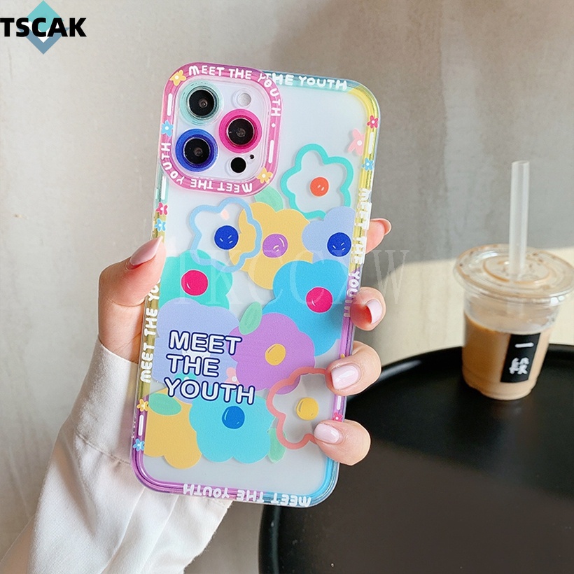Ốp Điện Thoại Silicon Trong Suốt Hình Hoa Mặt Cười Cho iPhone 6 6s 7 8 Plus 11 12 13 Pro Max 12 13 mini X XR XS Max SE 2020