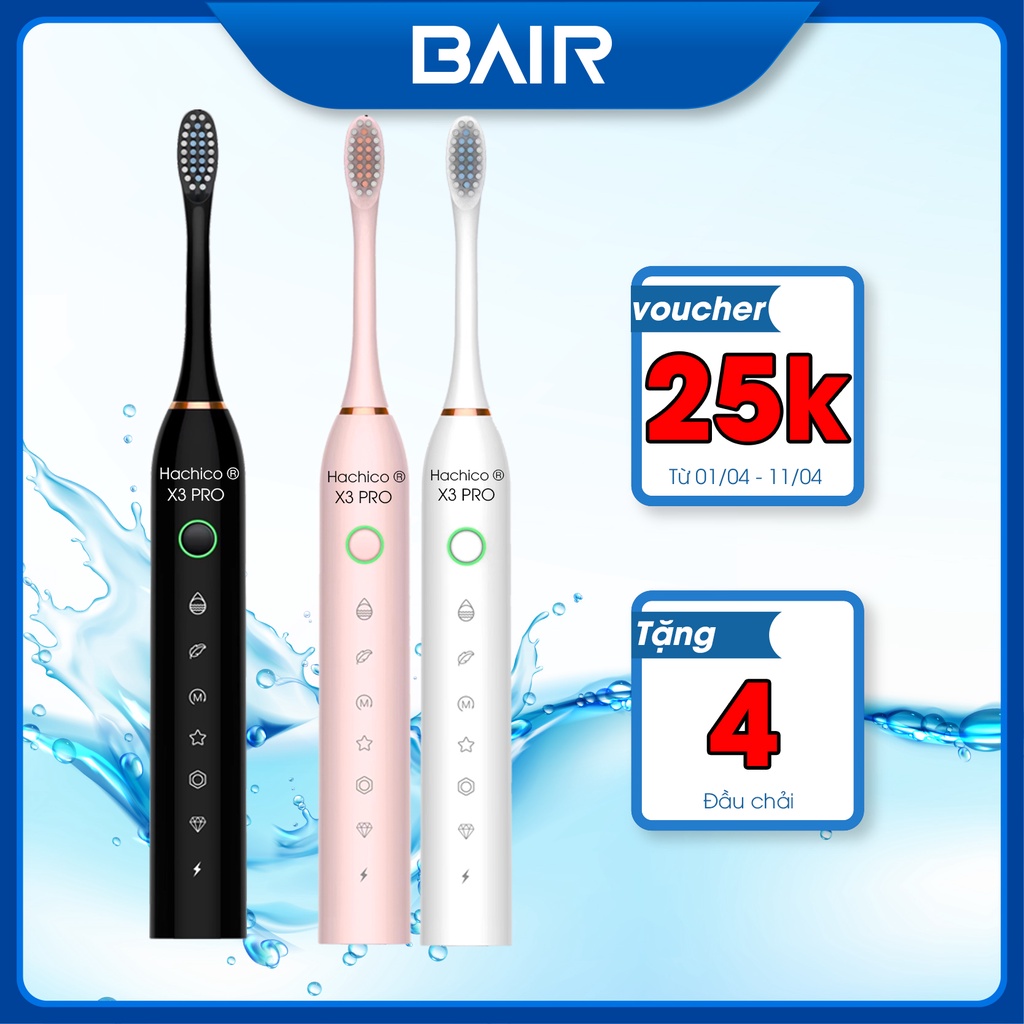 Bàn chải điện Bair Sonic X3 Pro, bàn chải đánh răng điện Bair phù hợp nhất với người Việt