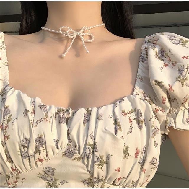 Vòng Cổ Choker Hai Lớp Gắn Ngọc Trai Dễ Thương Phong Cách 2021