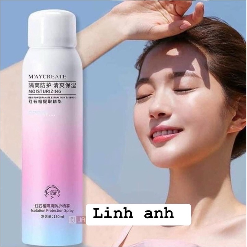 Xịt chống nắng MayCreate 2in1 siêu thấm bật tone