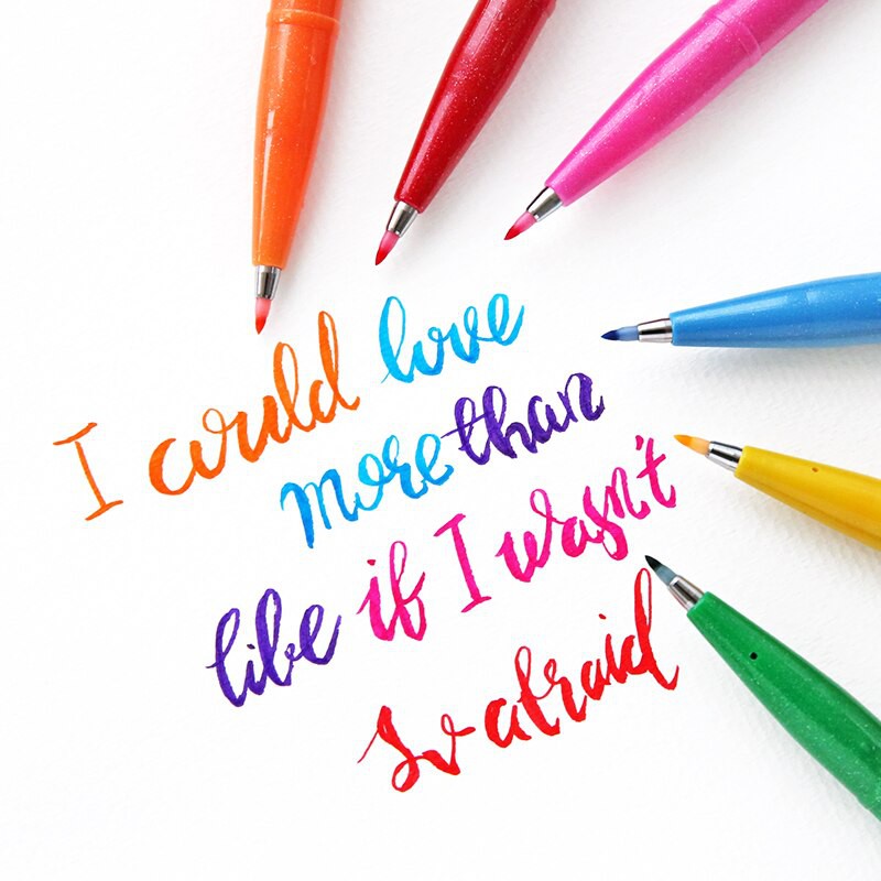 Bút viết thư pháp Pentel Fude Touch Brush Sign Pen 12 màu cơ bản (bán lẻ theo màu)-Dụng cụ vẽ Tâm Tâm
