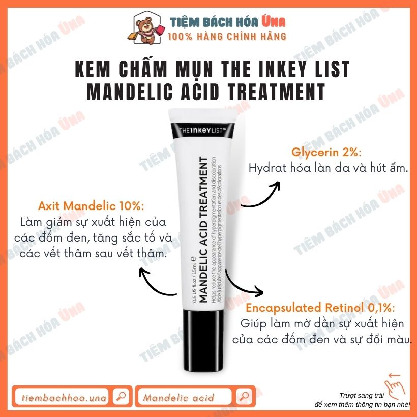 [New] Kem bôi lên mụn The inkey list SUCCINIC ACID và MANDELIC ACID acne treatment 15ml