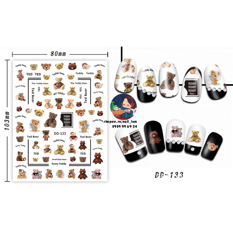 [Video Thực Tế] Nail Sticker - Dán Móng Tay Teddy Bear