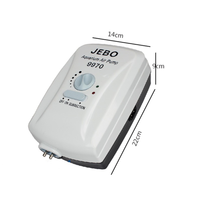 Máy Sủi Oxy 2 Vòi Tích Điện Jebo 9970 (3.5W - 2x4 Lít/Phút) - Máy Thổi Oxy Tích Điện Siêu Êm